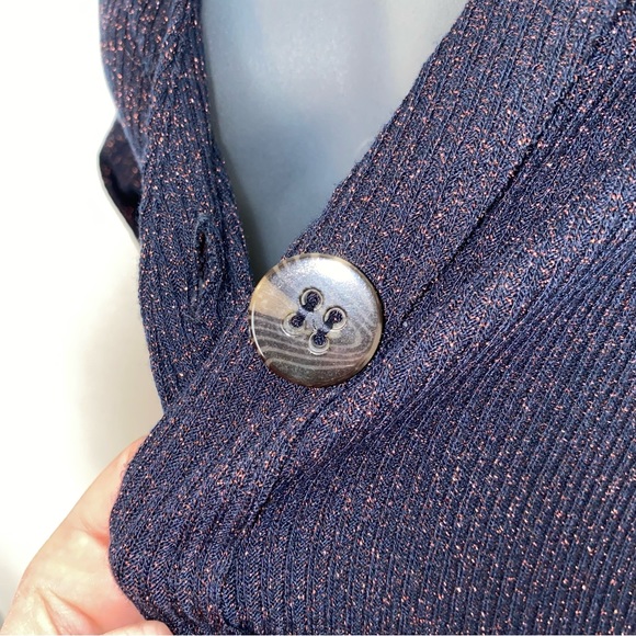 We The Free navy blue metallic button up light weight cardigan - Picture 8 of 10